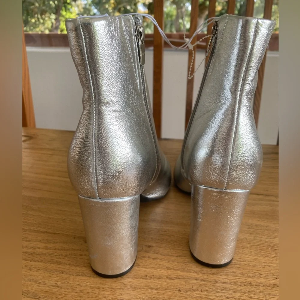 Marc Fisher Silver Metallic Mid Shaft Point Toe Heeled Boots Women’s 11 NWT - Picture 3 of 9